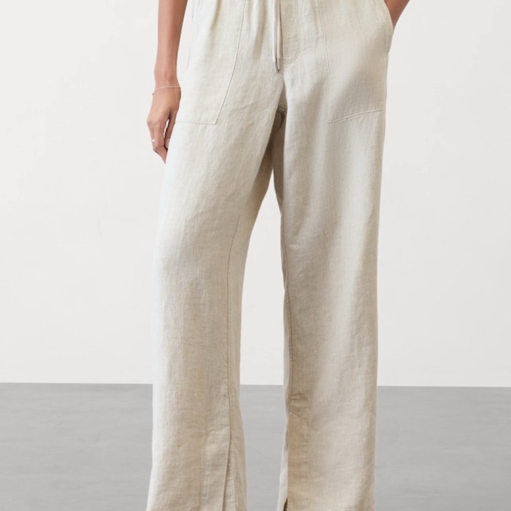 Athleta Retreat Wide Leg Linen Pants Undyed Size M